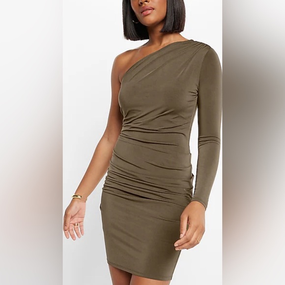 Express Dresses & Skirts - Express Body Contour One Shoulder Ruched Mini Dress With Built-In Shapewear NWT
